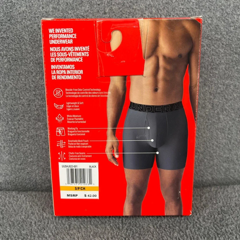 Under Armour Boxerjock Boxer Briefs Mens Small Black 6